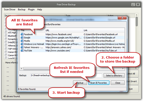 Backup IE Favorites